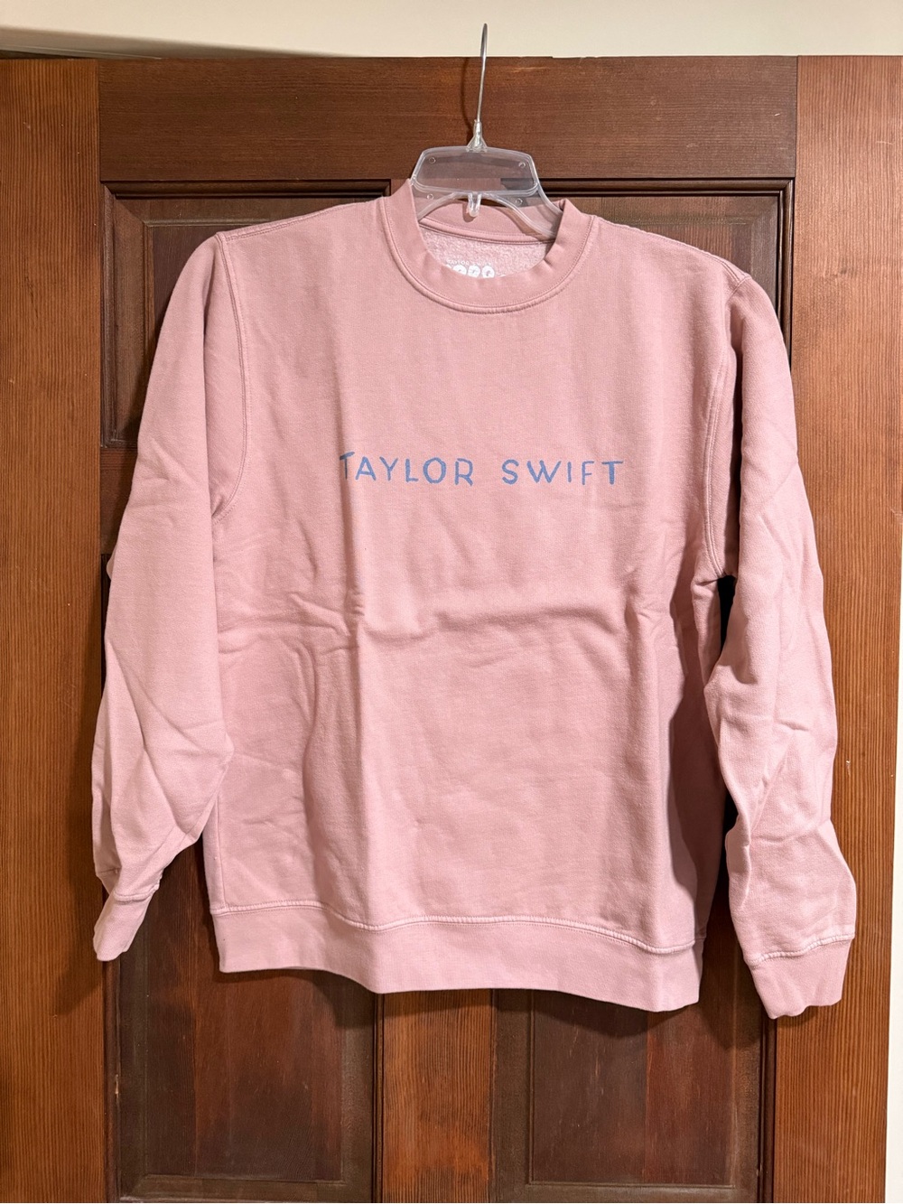 Taylor Swift Dusty Pink Crewneck with Blue Logo
